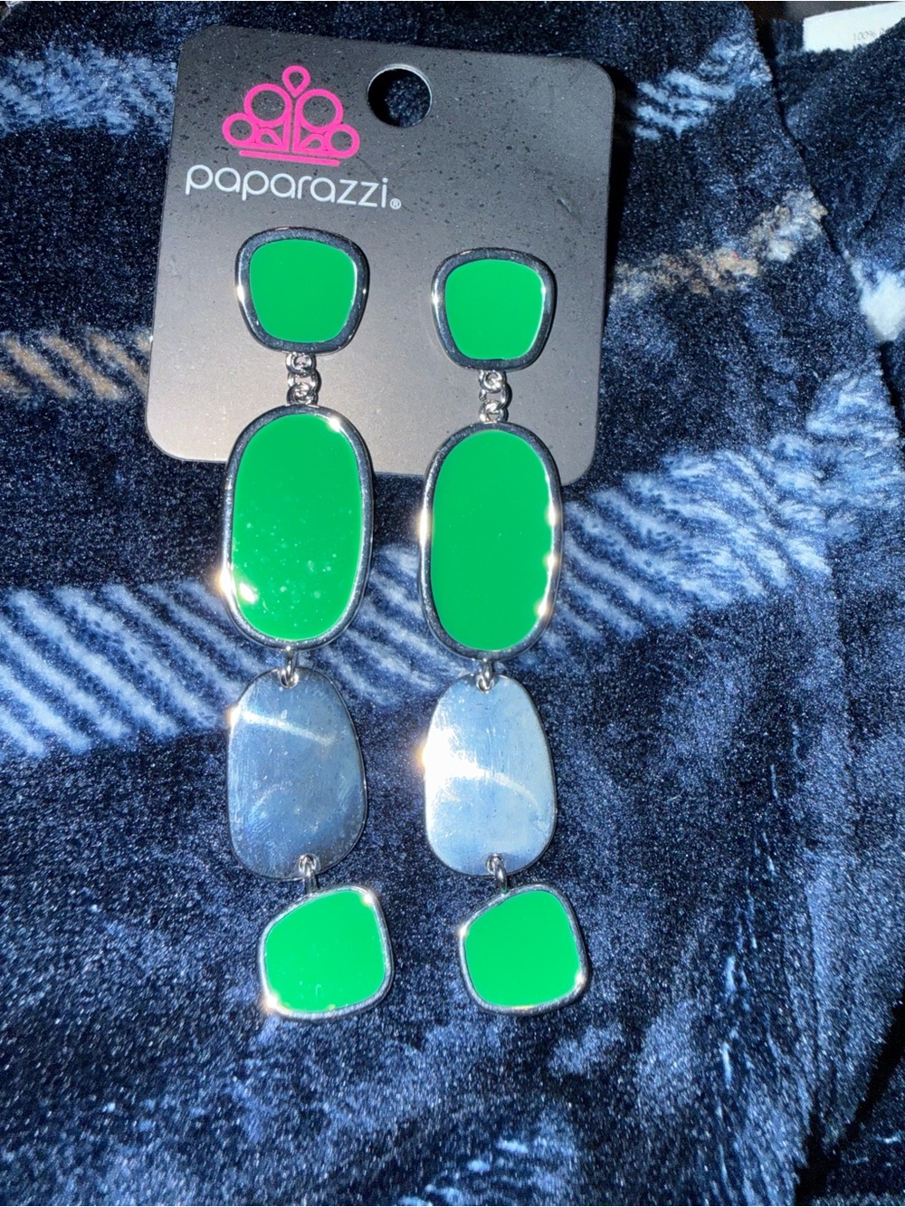 Paparazzi Bright Green Triple Drop Earrings